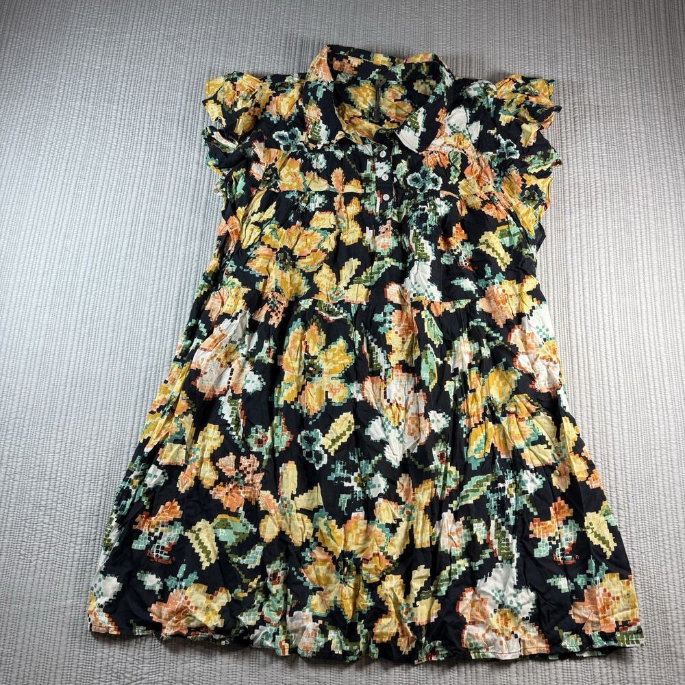 By Anthropologie Flutter-Sleeve Printed Pajama Dress Women’s XL Coquette